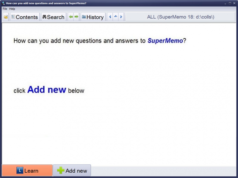 SuperMemo: Adding new questions and answers at the Beginner level