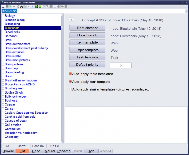 SuperMemo: Concept registry which you can use to execute neural review on selected members and change their properties