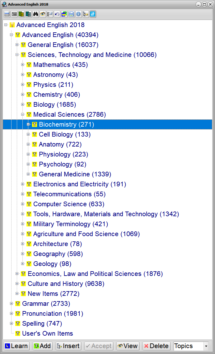 Advanced English 2018 for SuperMemo (table of contents)
